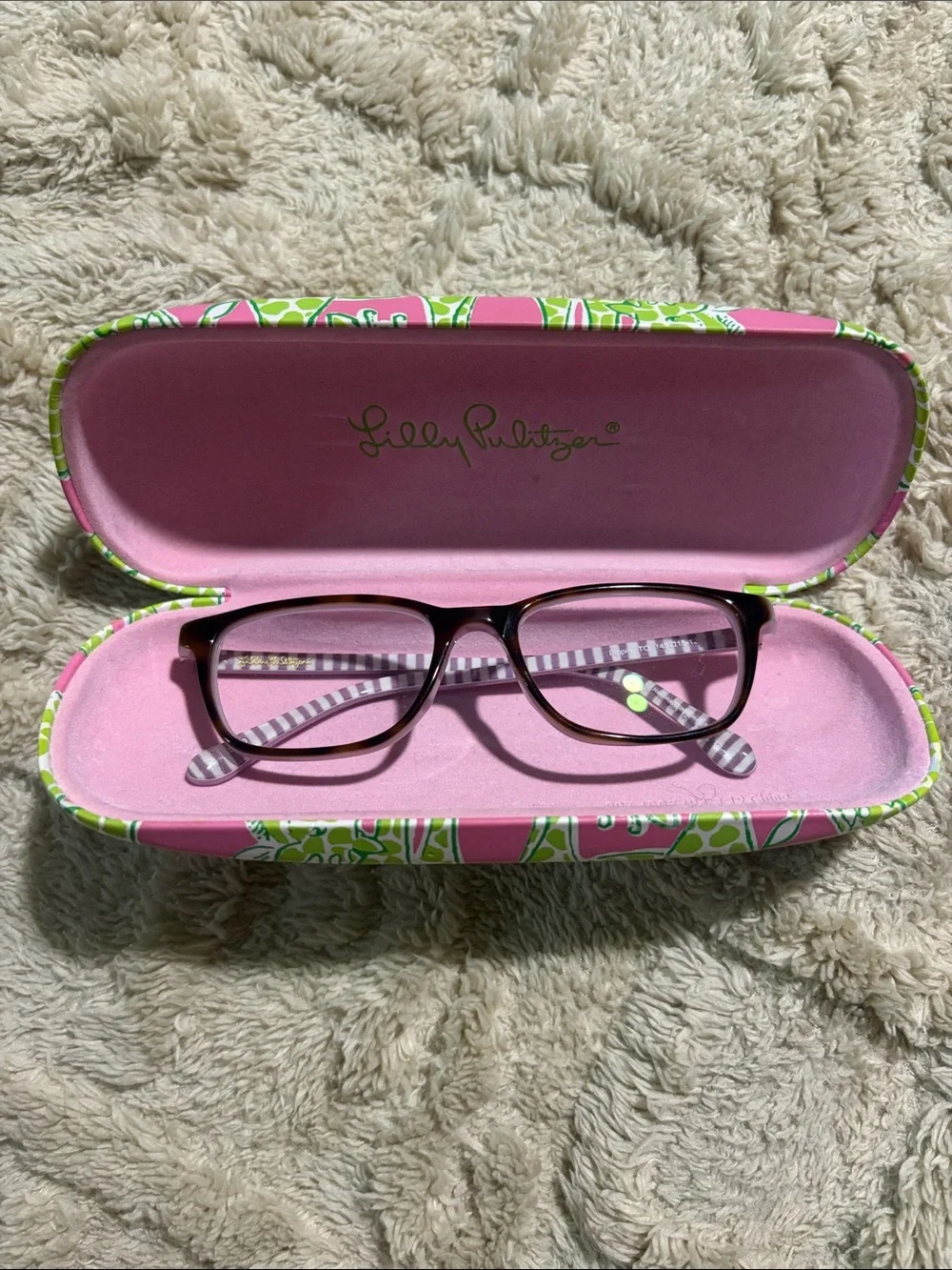 Lilly Pulitzer Kids Pink Eyeglasses with Patterned Arms